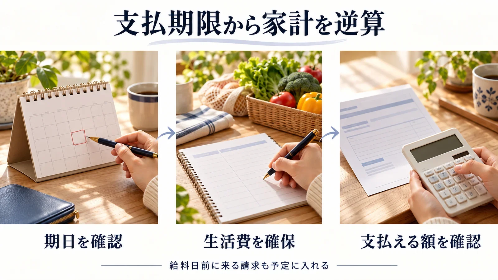 支払期限を確認し、生活費を確保して、期日までに支払える額を確認する