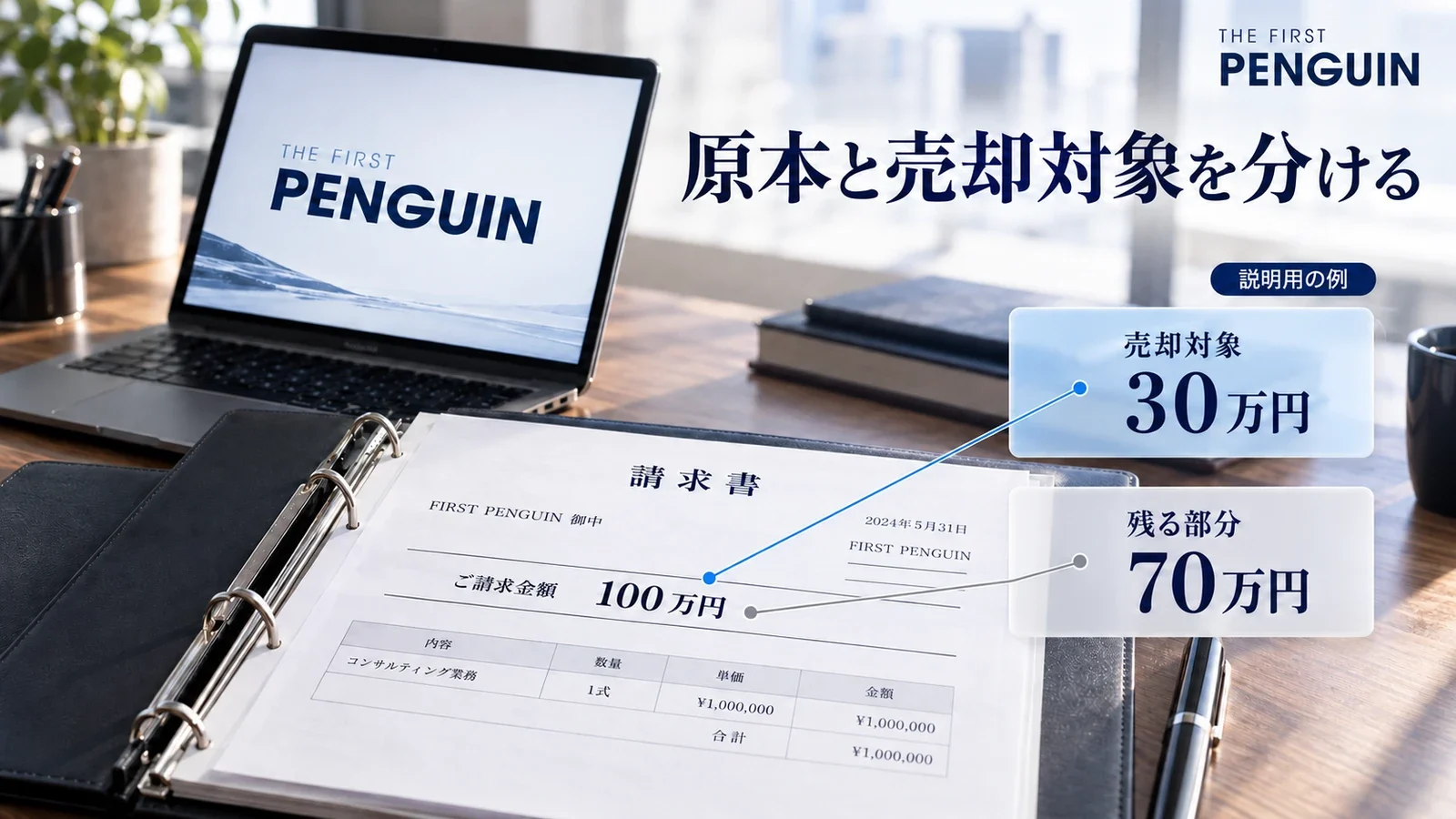 額面100万円と売却対象30万円・残る70万円を区別する説明用イメージ
