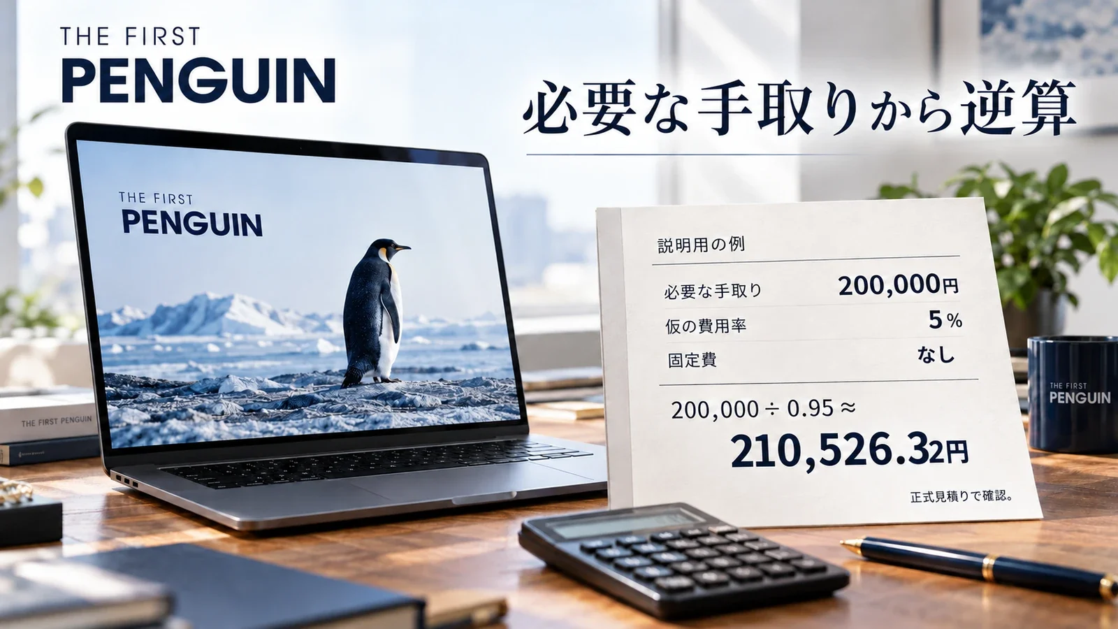 手取り20万円・仮の費用率5%・固定費なしで売却対象額を逆算する説明用イメージ