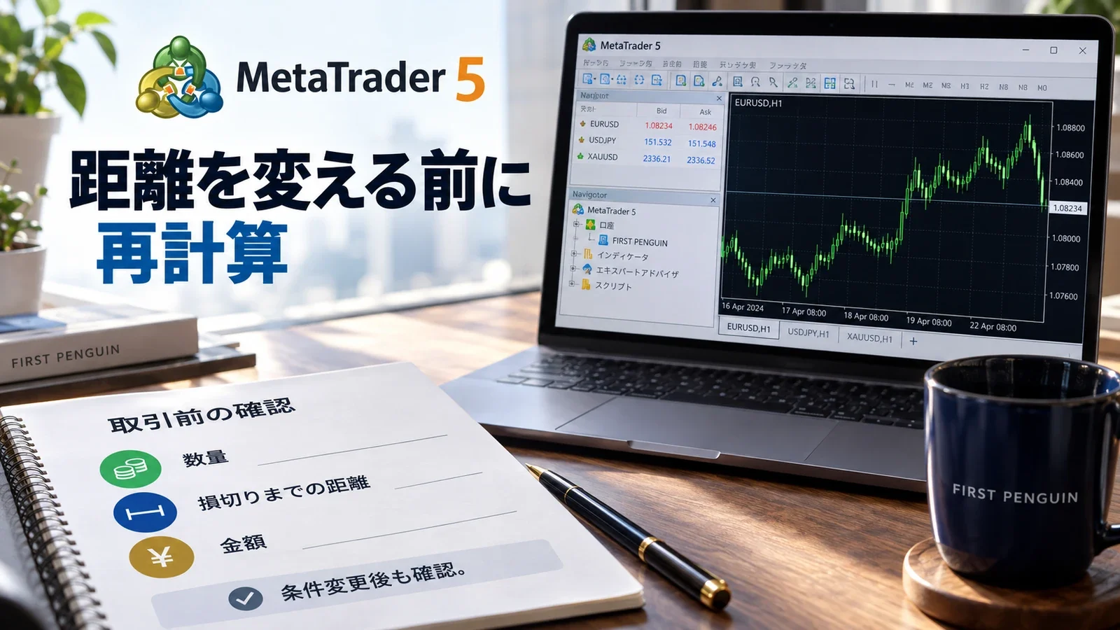 数量と損切りまでの距離から金額リスクを見直す説明用イメージ