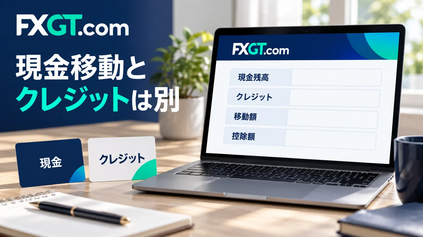 現金の移動額とクレジット控除を区別する説明用イメージ