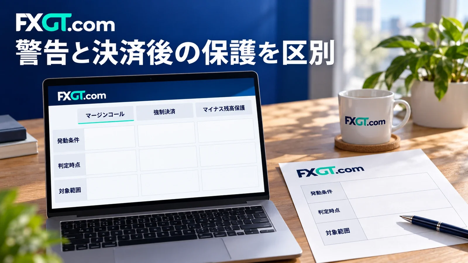 マージンコール・強制決済・マイナス残高保護を区別する説明用イメージ