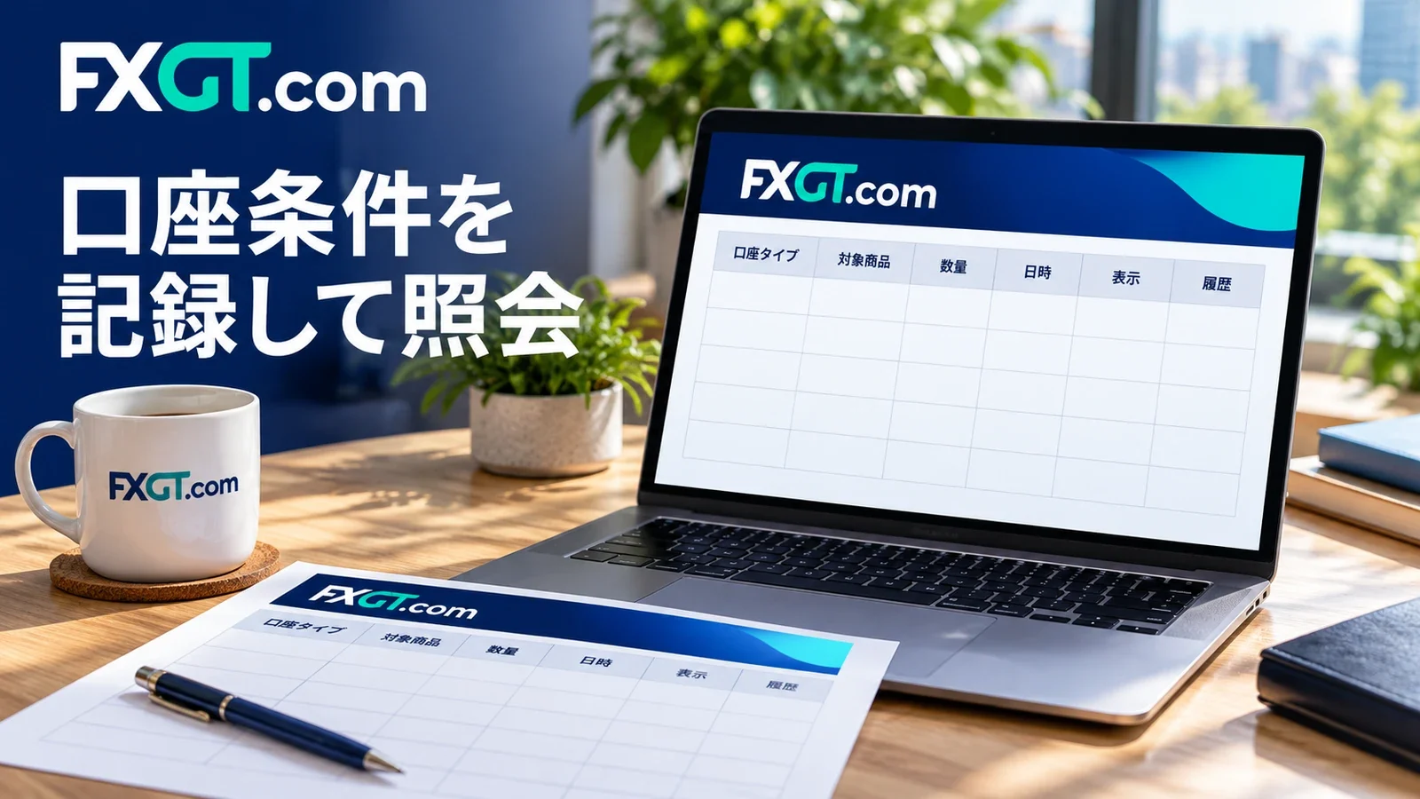 口座タイプ・商品・数量・日時・表示・履歴を照会用に記録する説明用イメージ