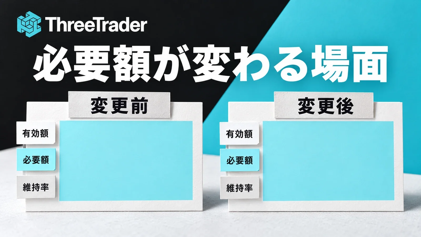 倍率変更前後の有効額・必要証拠金・維持率を照合する図